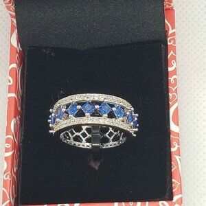 LAST ONE !! 18k White Gold Plated ring w/ blue gem